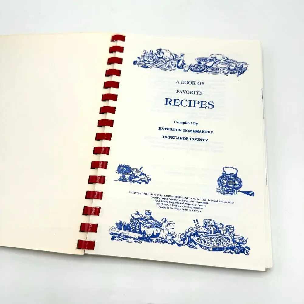Vintage Tippecanoe County Indiana Cookbook Extension Homemakers Recipes Midwest